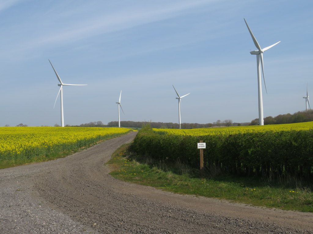 Track through a wind farm near Sedgefield