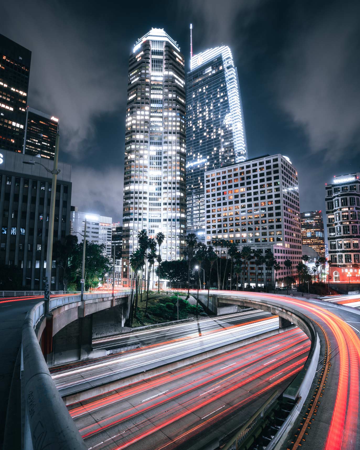 Light Trails & City National Plaza in Downtown LA | Explorest