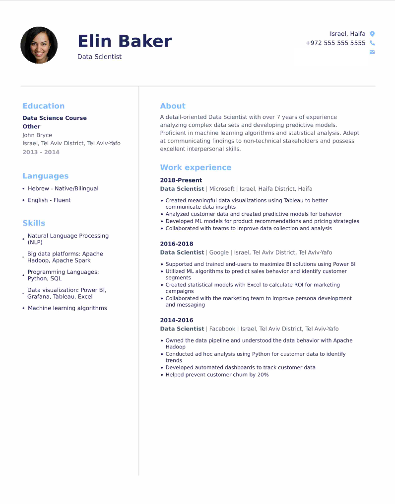 Data Scientist CV Example