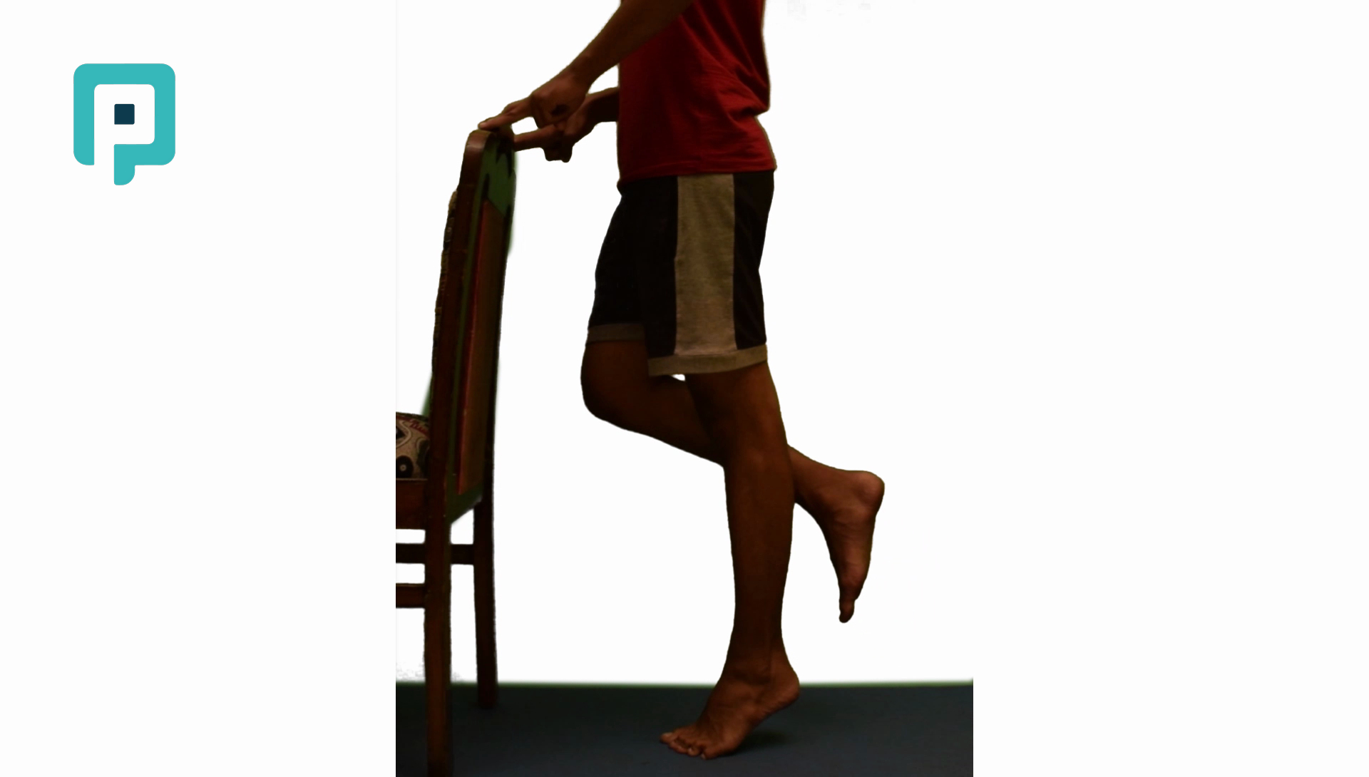single leg heel raise with foot inversion and chair support - beginner Lower Body exercise