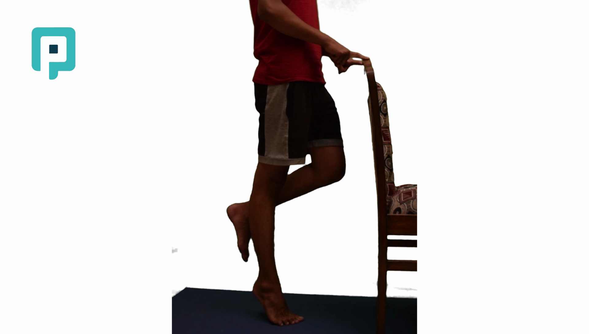 single leg heel raise with eversion and chair support - beginner Lower Body exercise
