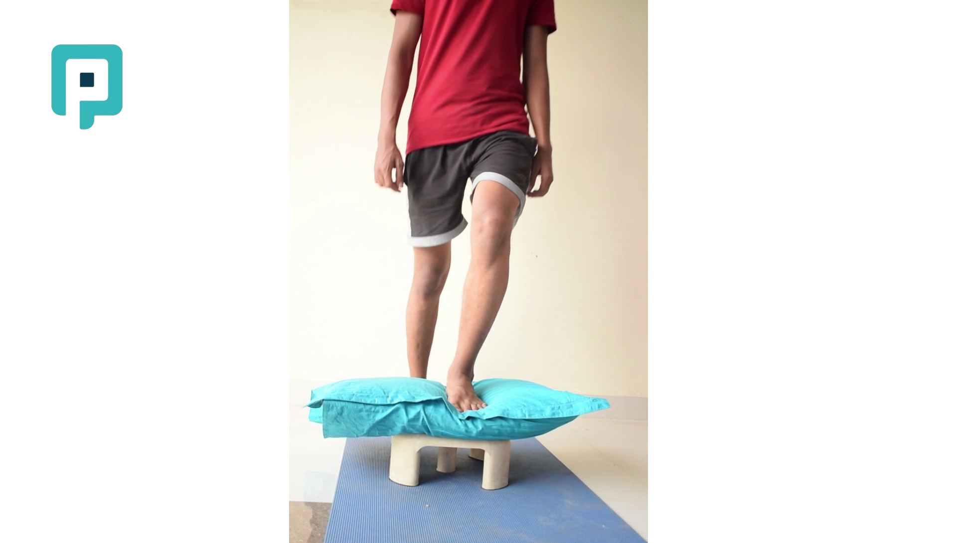 forward step up onto pillow with single leg - beginner Lower Body exercise