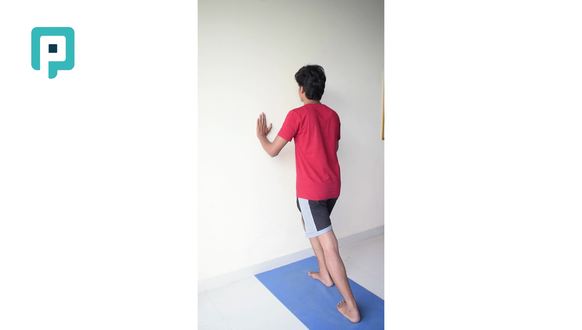 standing calf stretch with knee bend and inversion - beginner Lower Body exercise