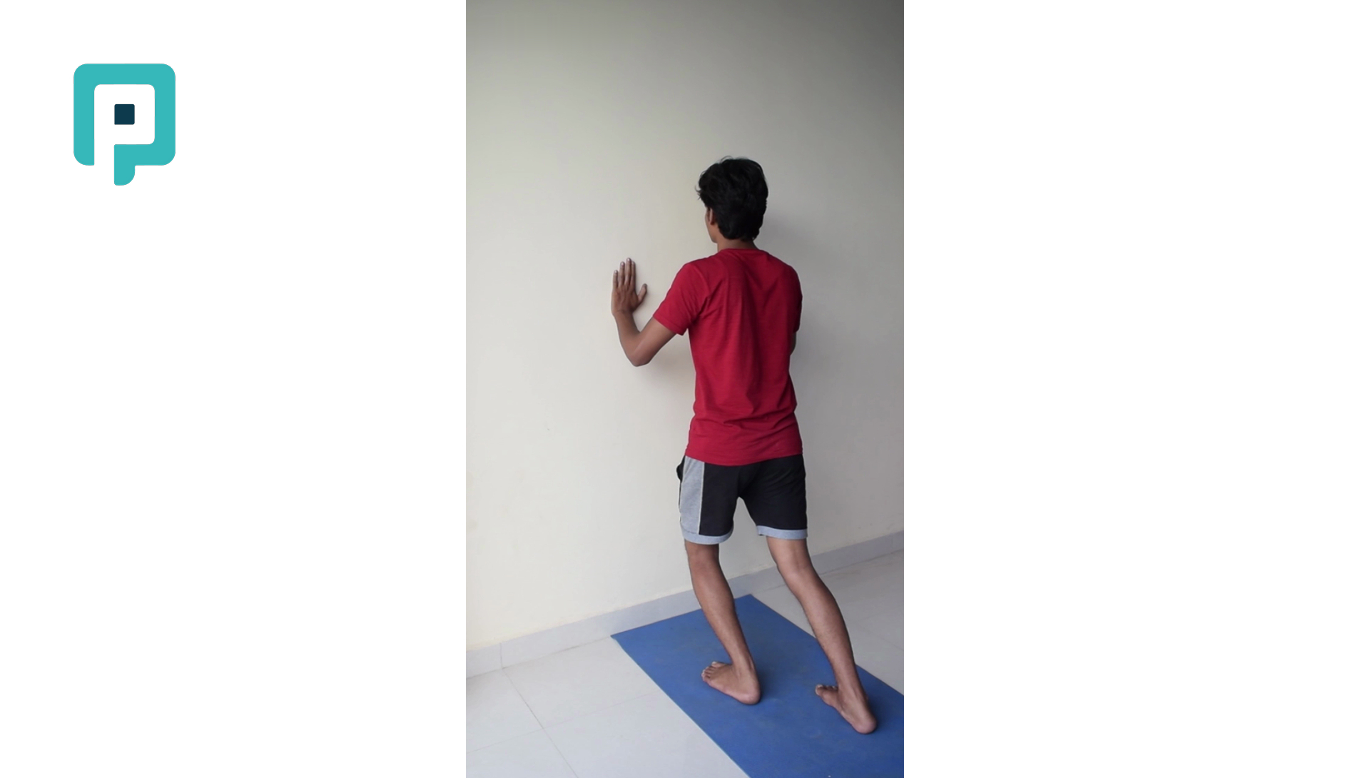 standing soleus stretch with wall support - beginner Lower Body exercise