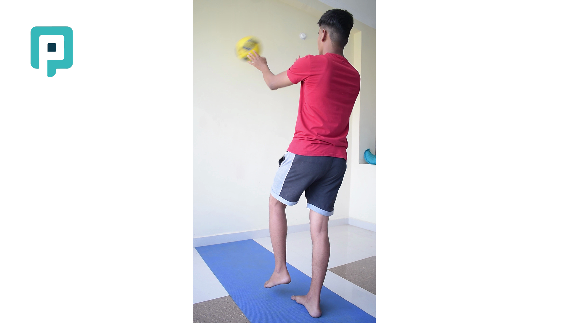 single leg stand ball toss against wall - beginner Lower Body exercise