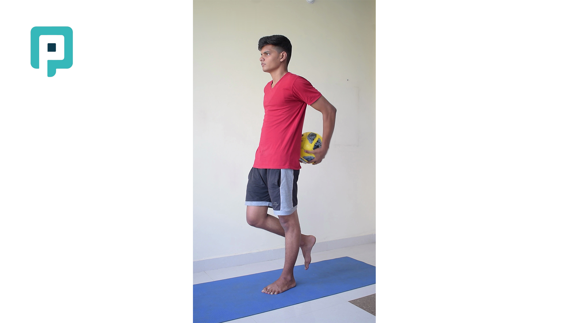 single leg standing ball pass - beginner Lower Body exercise
