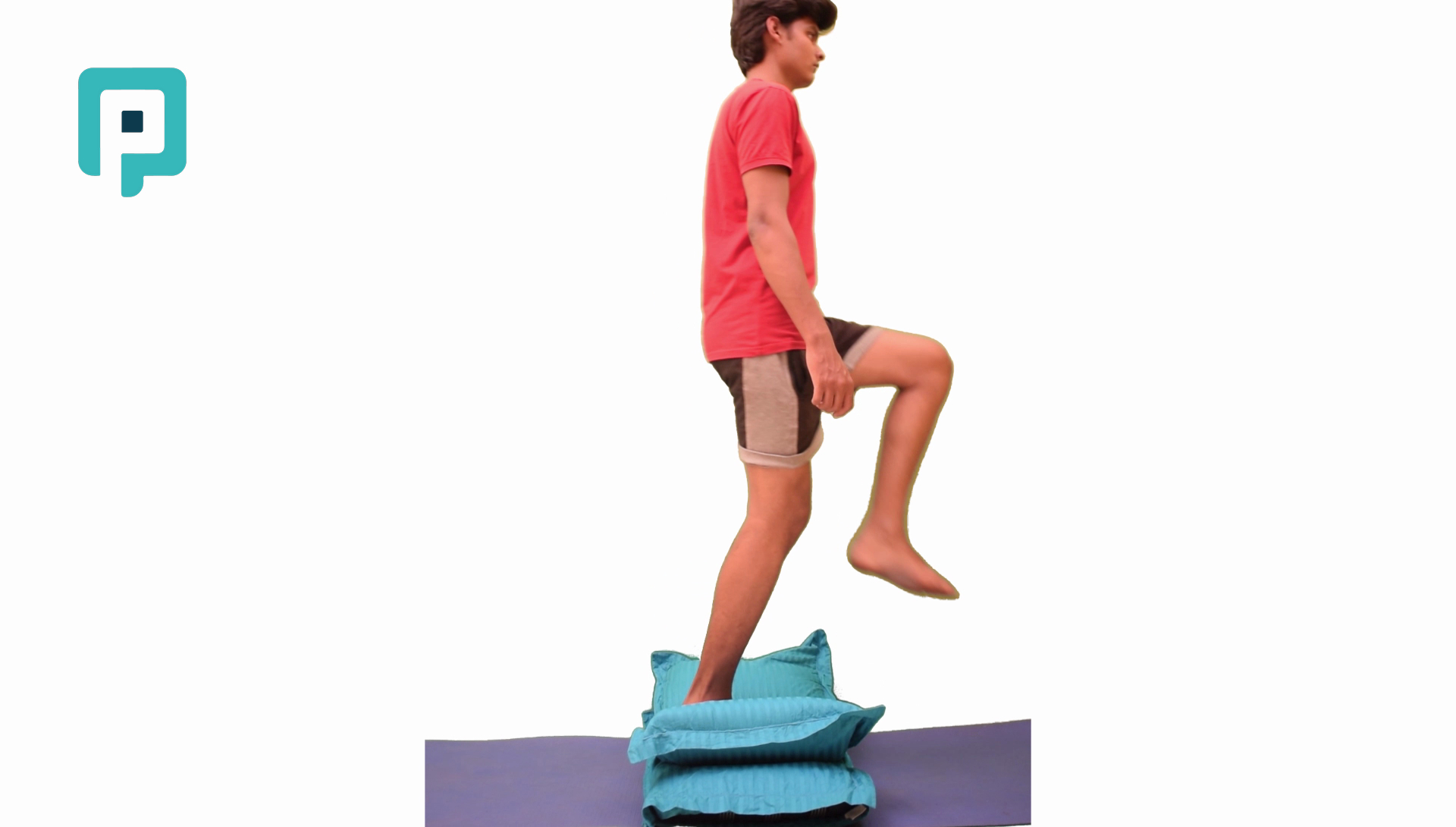 pillow step up and down affected leg leading - beginner Lower Body exercise