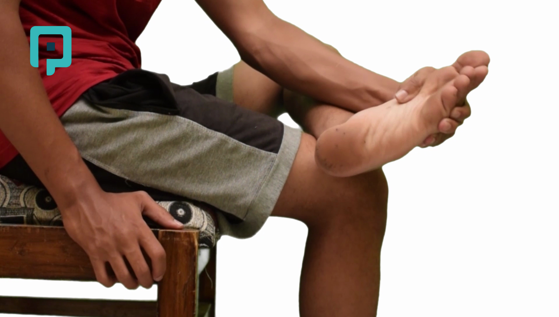 sitting ankle inversion stretch with hand assistance - beginner Lower Body exercise