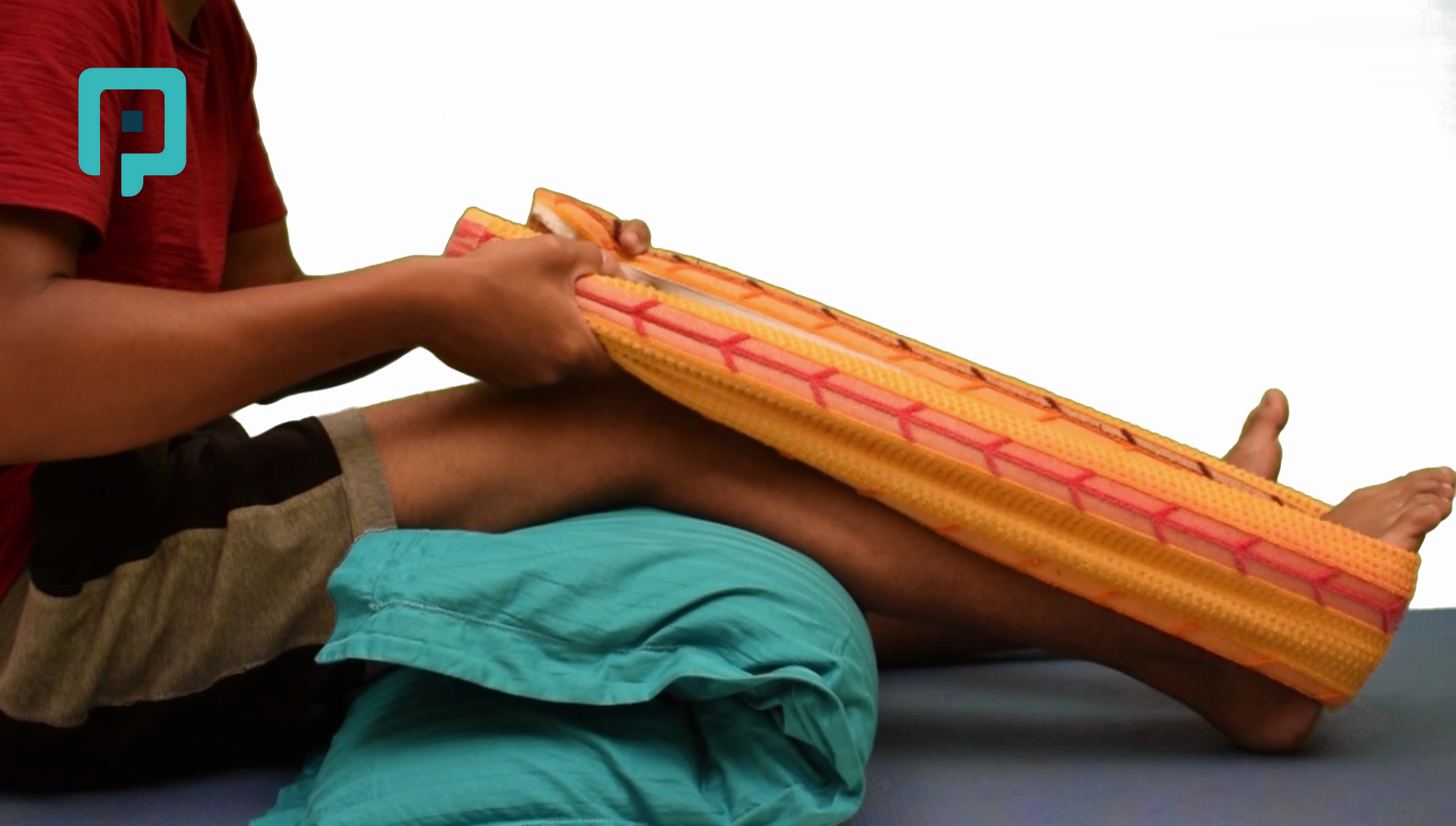 seated calf stretch with towel in knee flexion - beginner Lower Body exercise