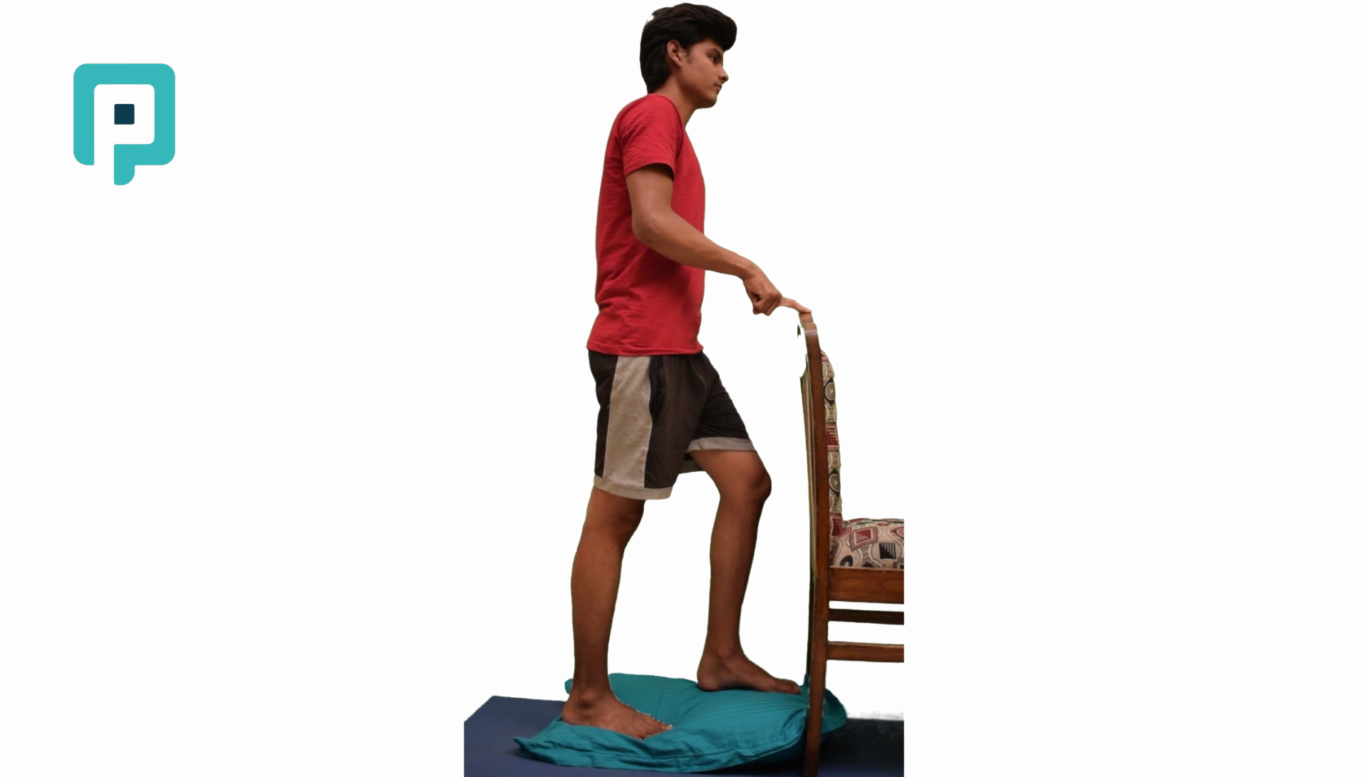 tandem standing on pillow with chair support - beginner Lower Body exercise