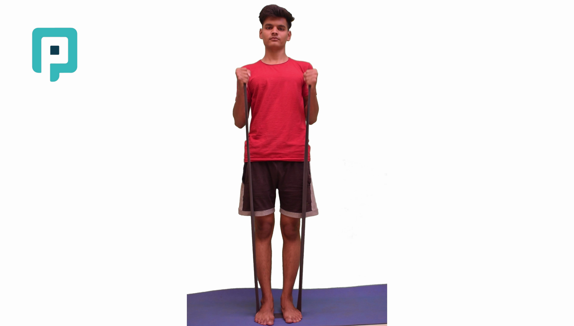 standing hammer curl with resistance band - beginner Upper Body exercise