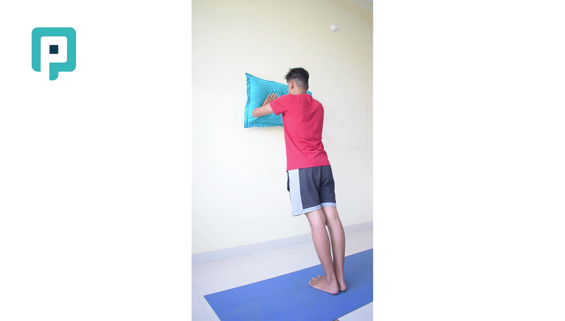 wall push up with pillow between hands - beginner Upper Body exercise