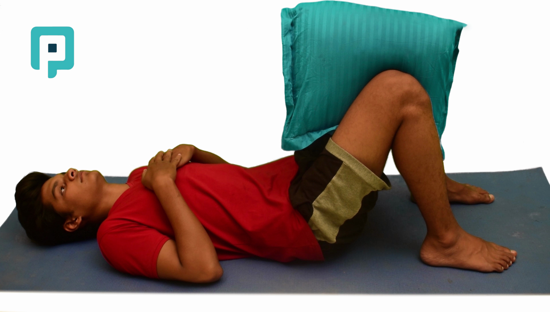 pillow squeeze with knees in crook lying - beginner Lower Body exercise