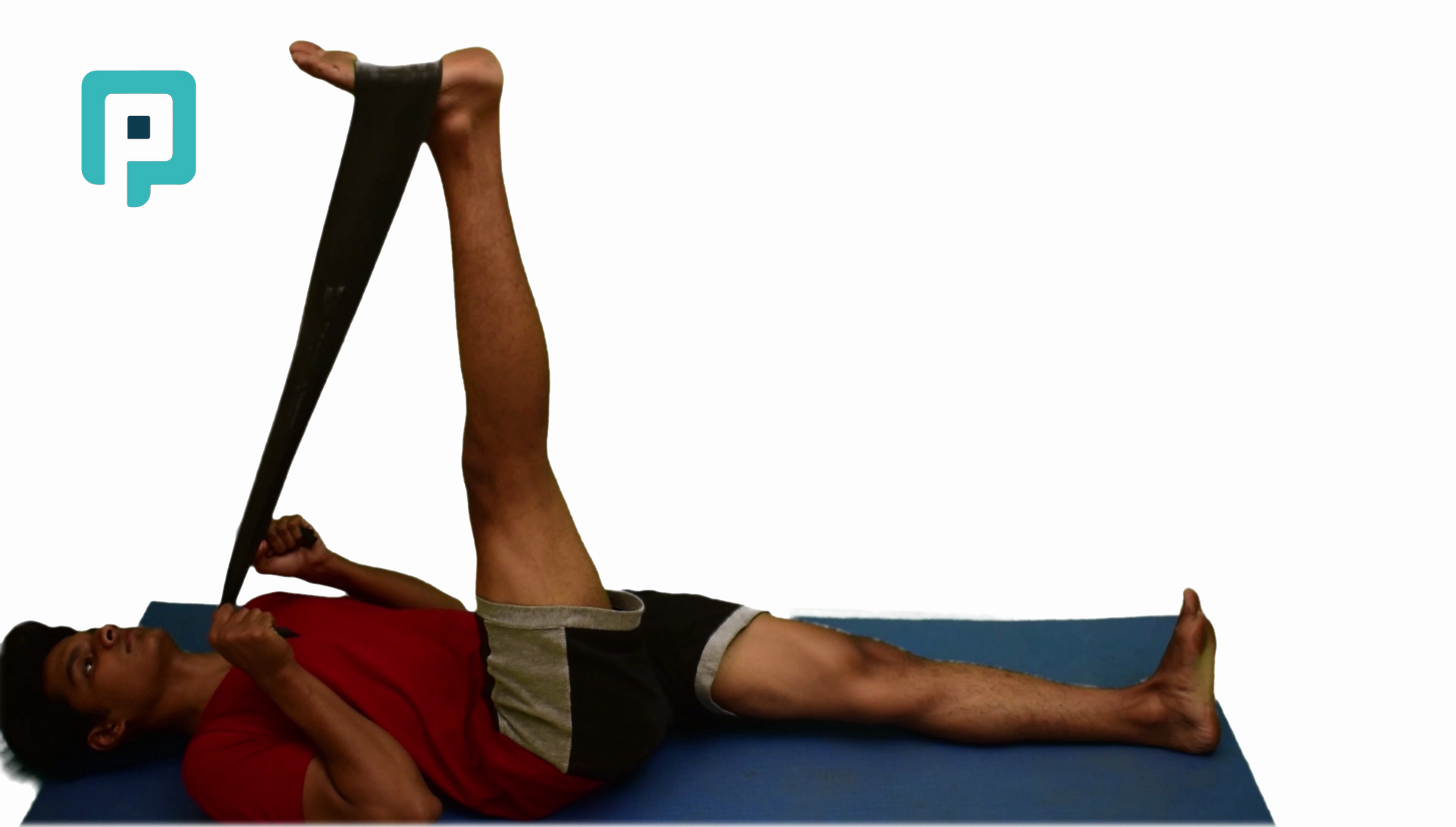 supine hamstring stretch with resistance band - beginner Lower Body exercise