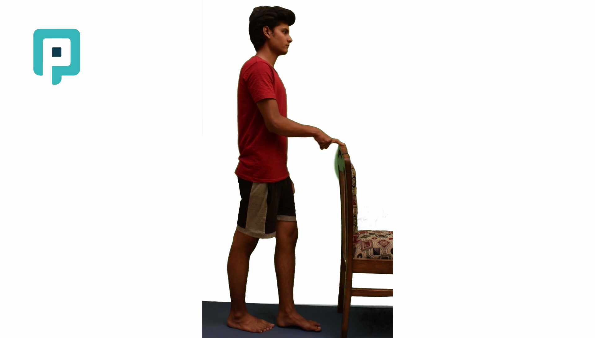 tandem standing with head rotation chair support - beginner Lower Body exercise