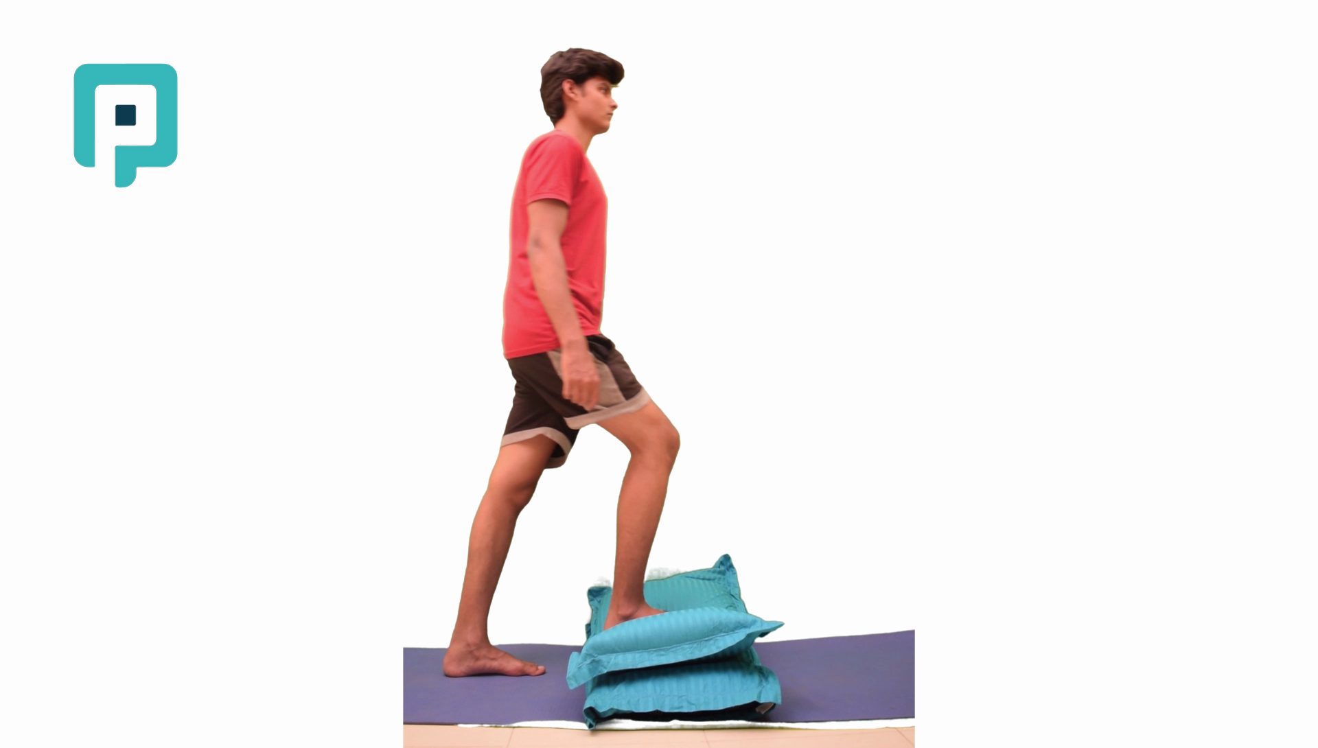 single leg step up and down on pillows - beginner Lower Body exercise