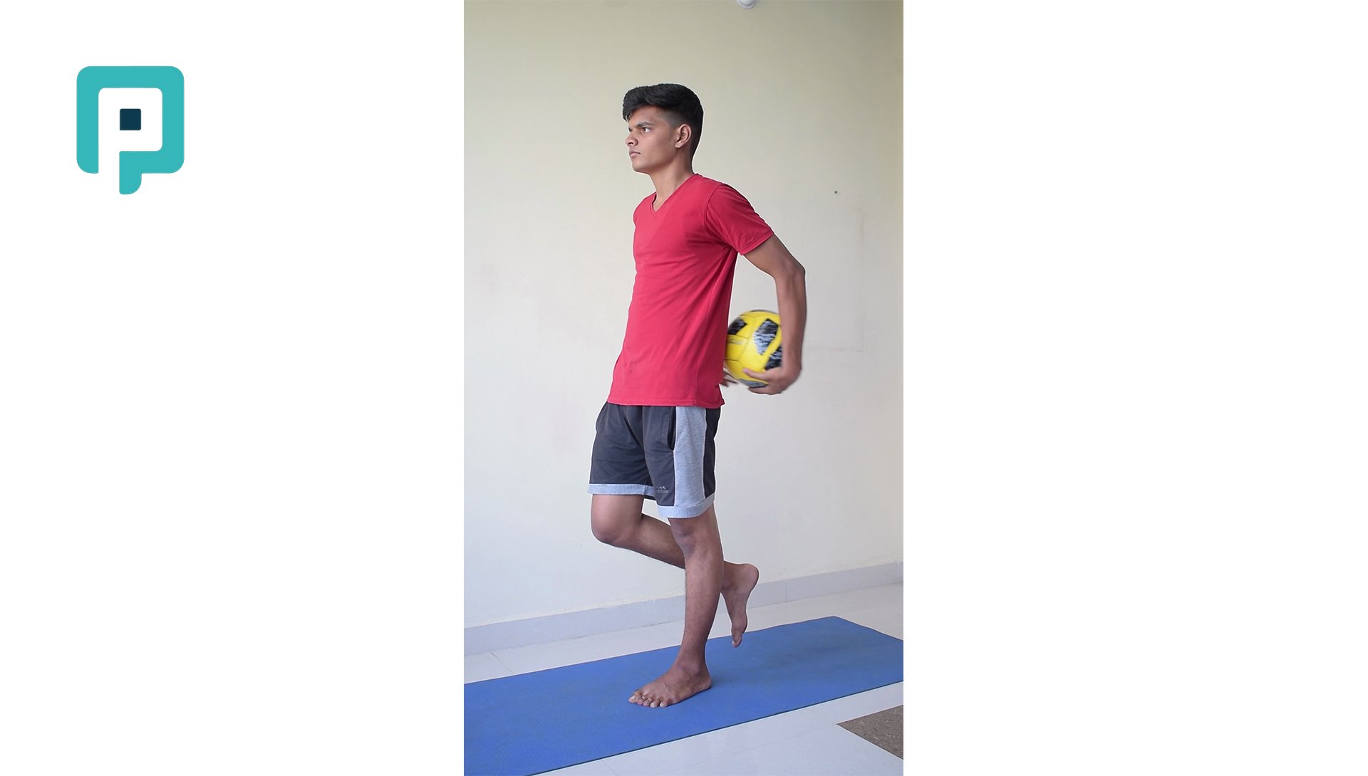 single leg standing ball pass around body - beginner Lower Body exercise