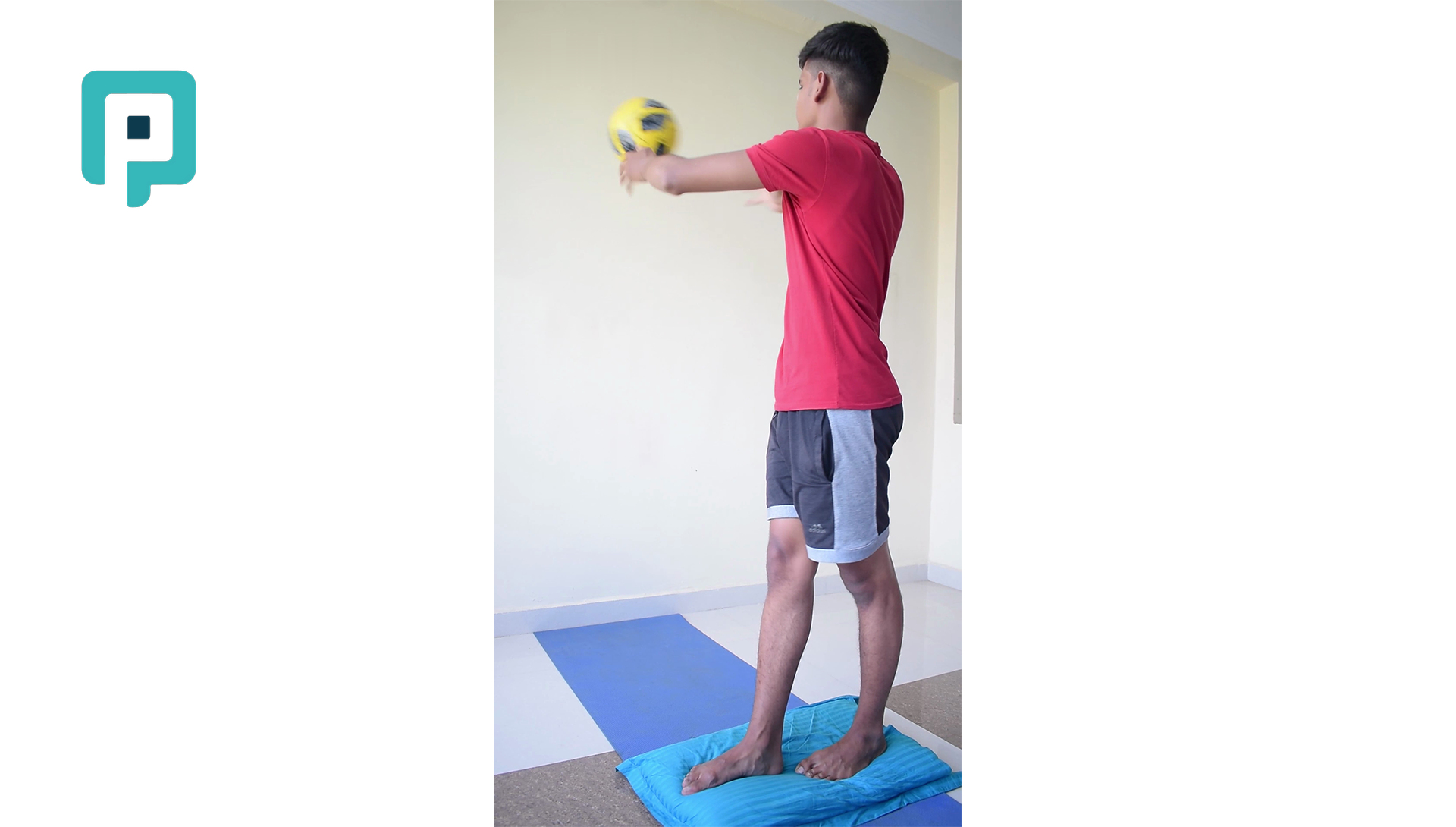 tandem stance ball toss with trunk rotation on unstable surface - beginner Lower Body exercise