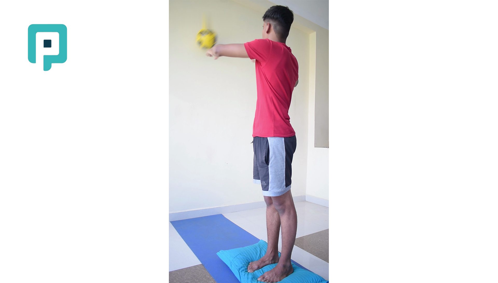 standing ball toss on unstable surface - beginner Lower Body exercise