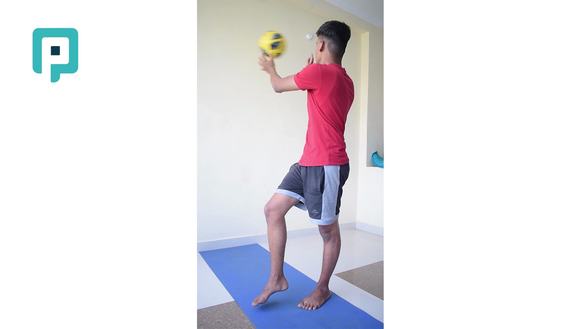 single leg standing wall ball toss sideways - beginner Lower Body exercise