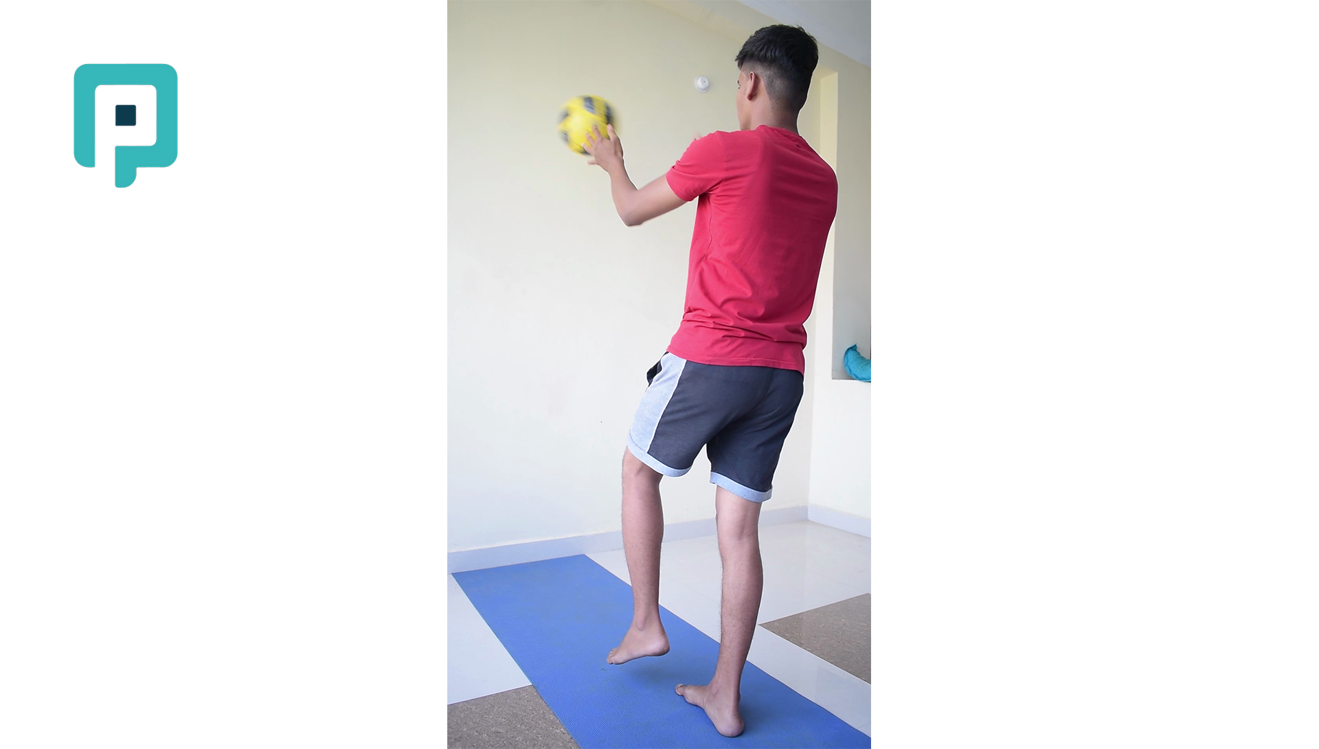 single leg balance with wall ball toss - beginner Lower Body exercise