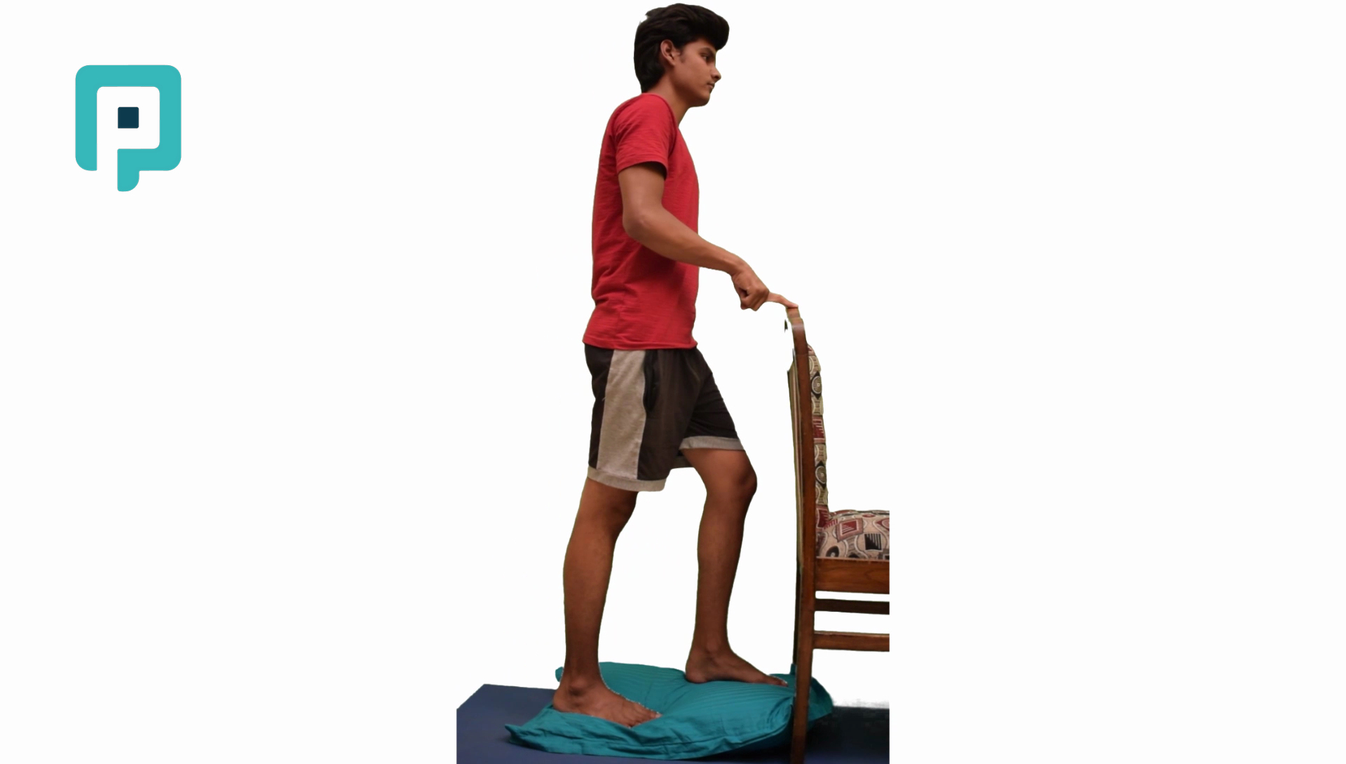 single leg step up and down on pillow with right leg - beginner Lower Body exercise