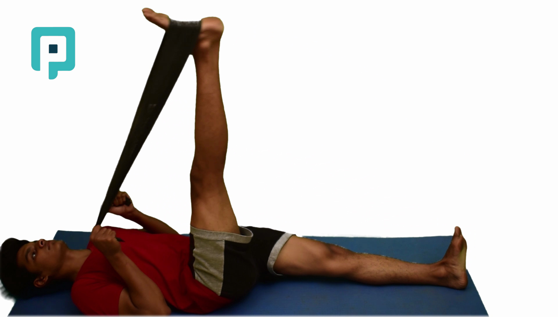 supine dynamic hamstring stretch with resistance band - beginner Lower Body exercise