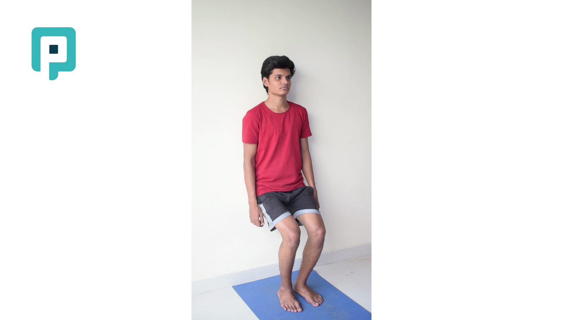 wall squat hold at mid range - beginner Lower Body exercise
