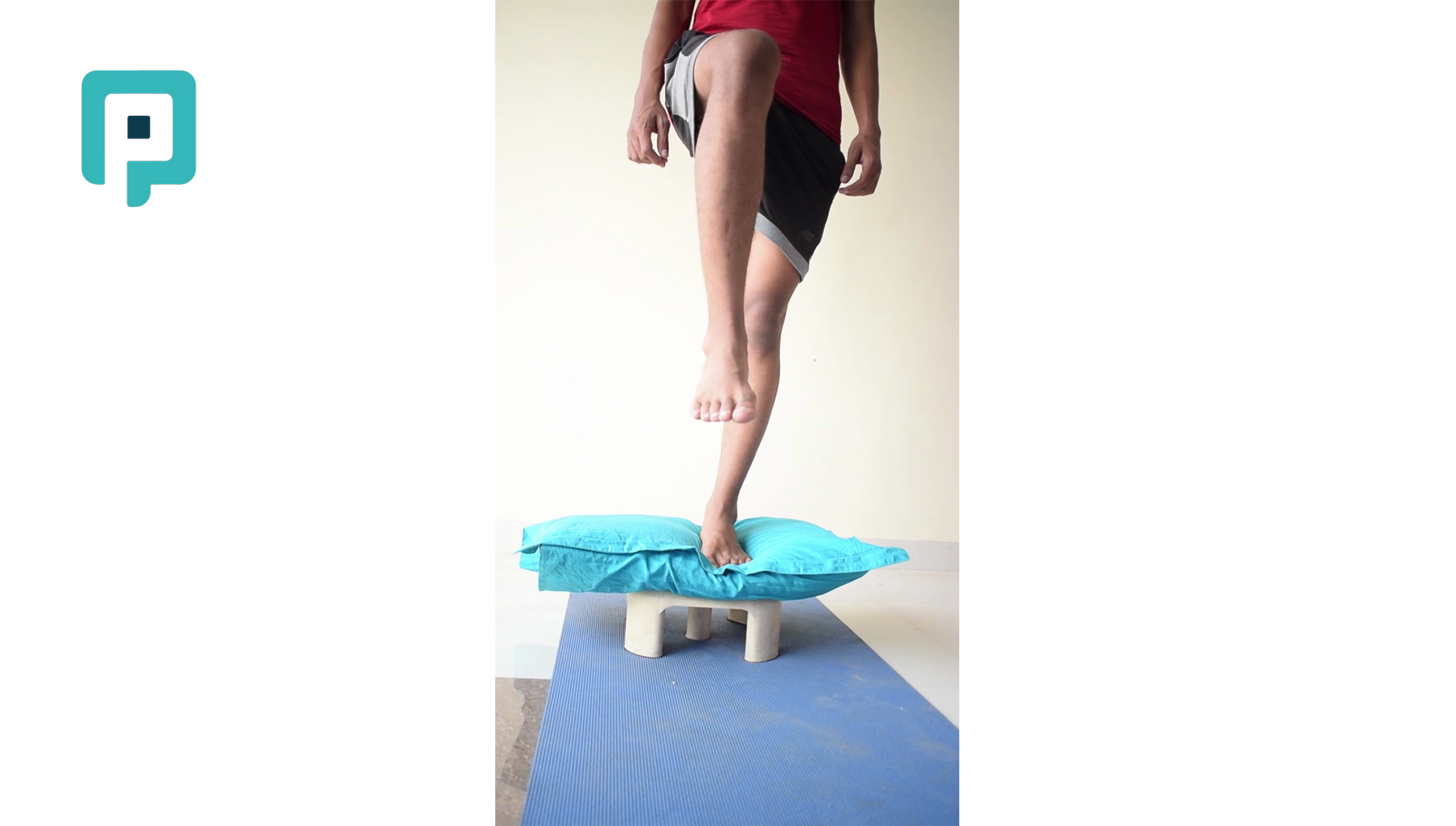 single leg step up with pillow on step - beginner Lower Body exercise