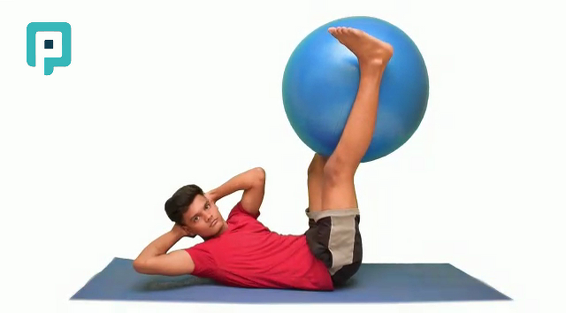 oblique crunch with leg lift holding swiss ball - beginner Trunk exercise