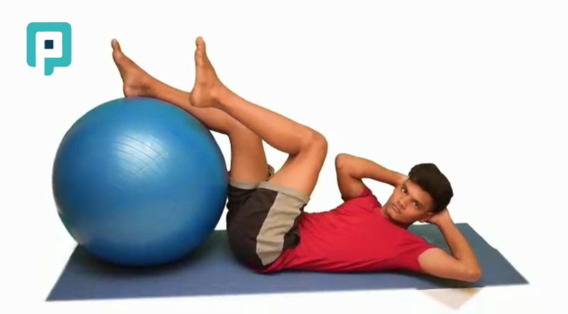 oblique crunch with single leg lift on swiss ball - beginner Trunk exercise