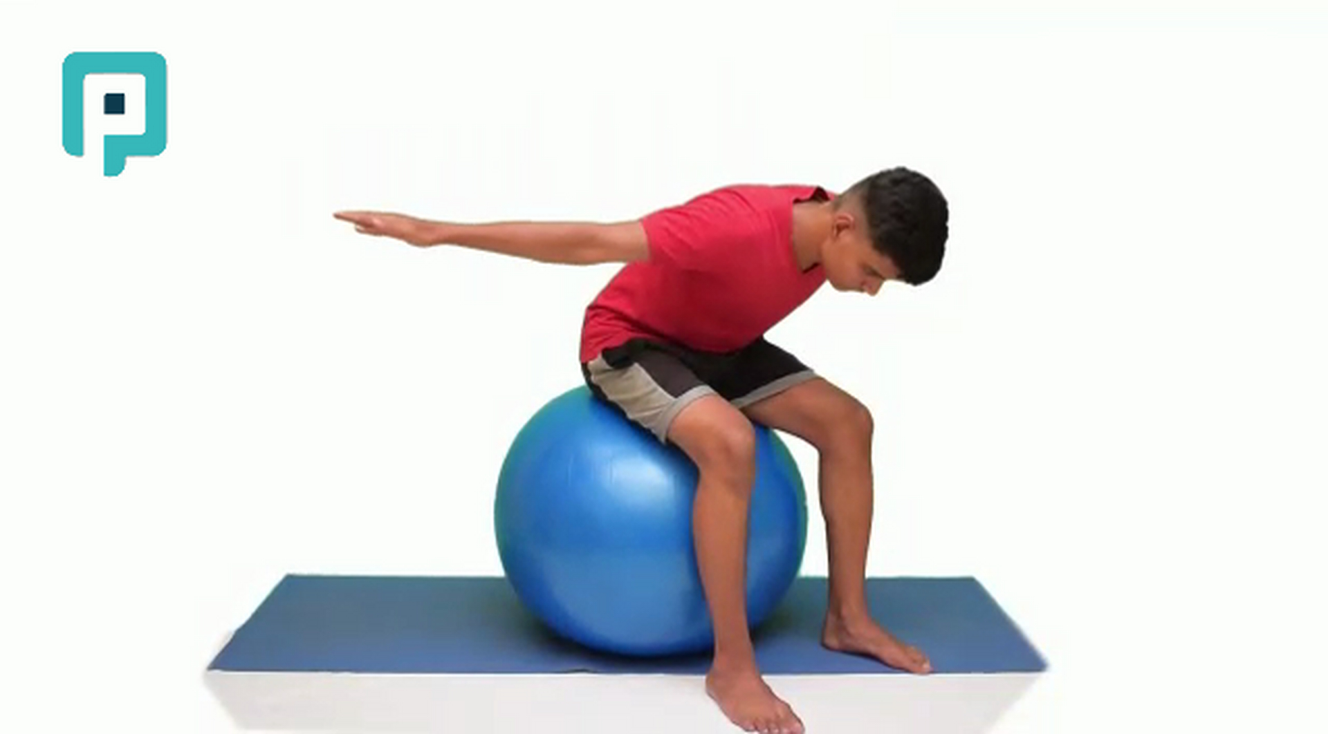 seated trunk flexion with lateral arm raise on swiss ball - beginner Trunk exercise