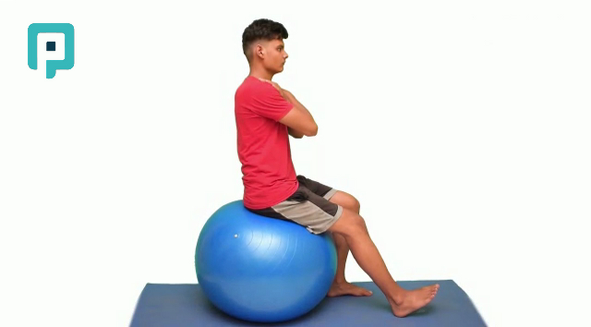 seated heel slide on swiss ball - beginner Trunk exercise