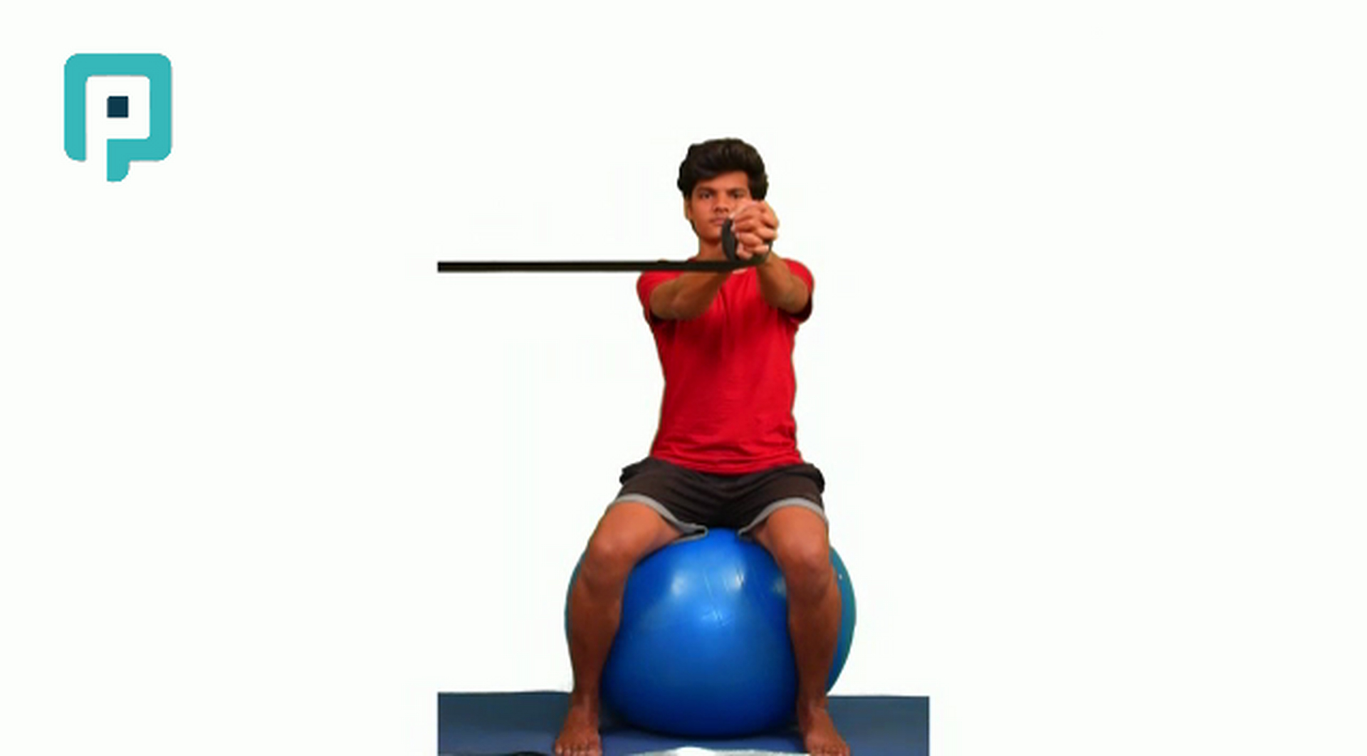 seated trunk rotation with resistance band on swiss ball - beginner Trunk exercise
