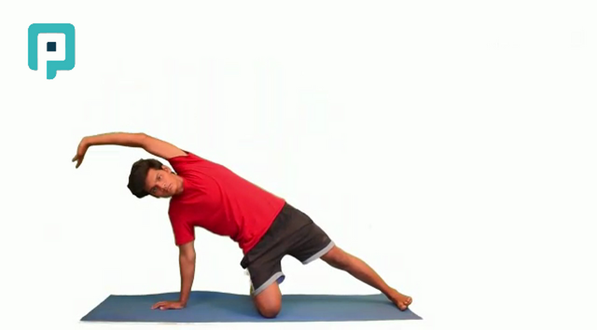 kneeling side bend stretch with arm elevation - beginner Trunk exercise