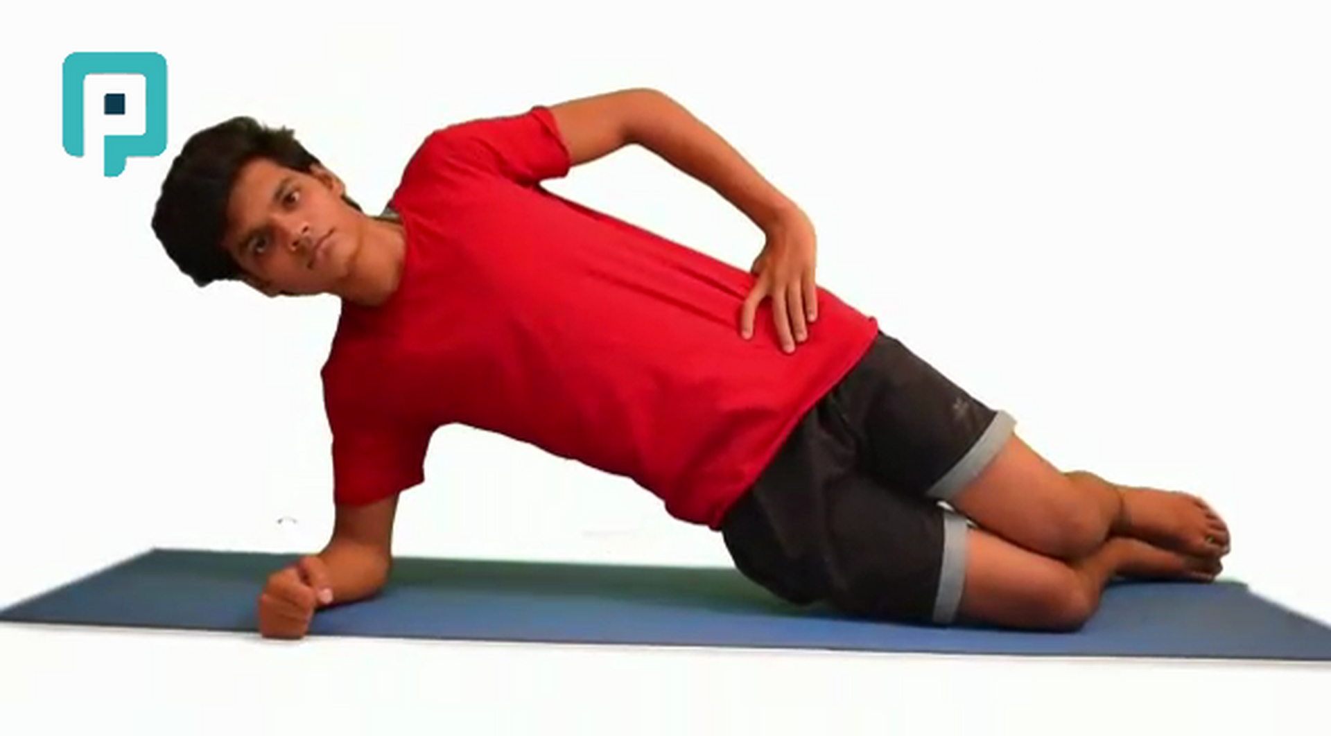 side plank on knee and elbow with hip dip - beginner Trunk exercise