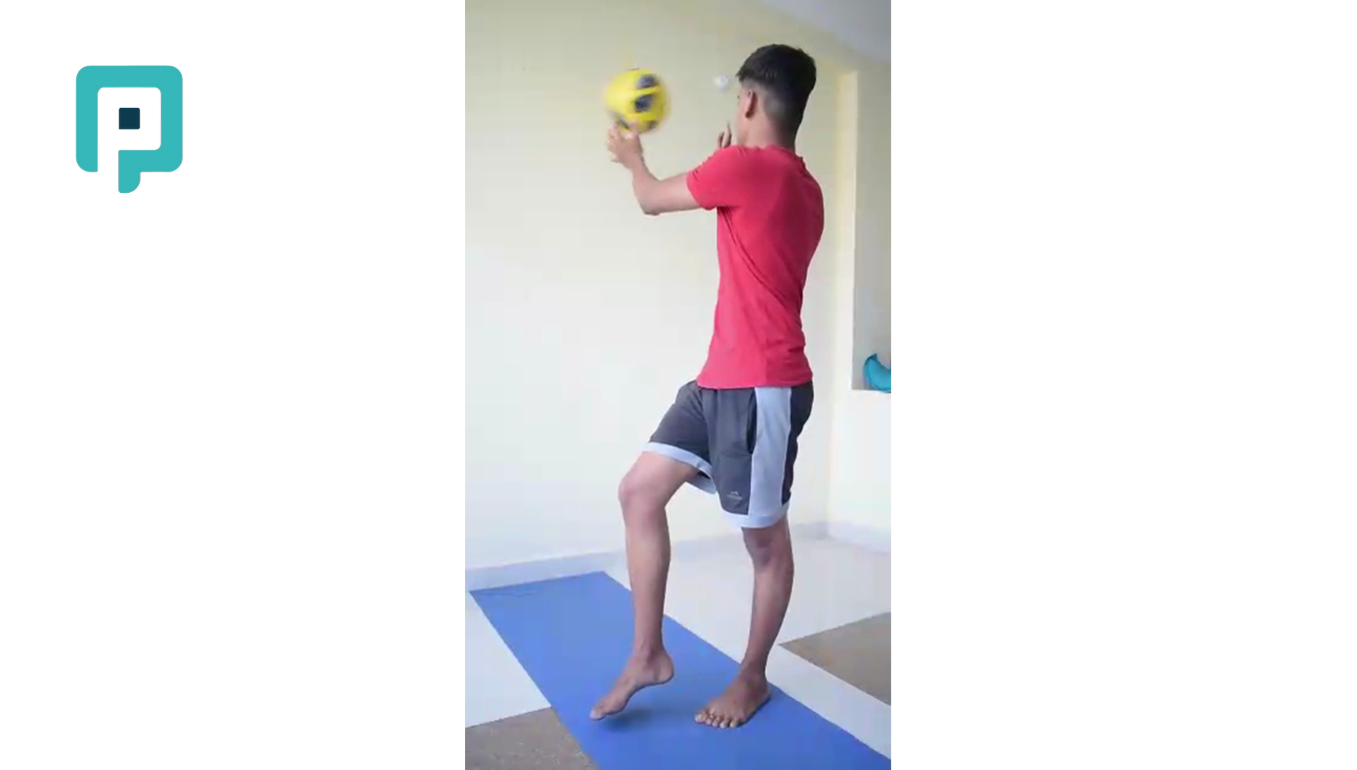single leg standing with lateral ball toss - beginner Trunk exercise