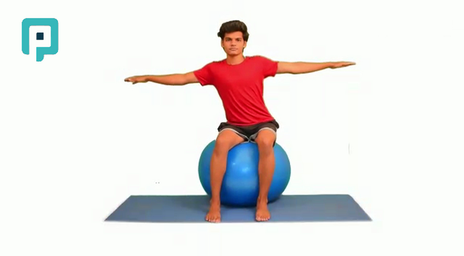 seated pelvic circles on swiss ball with arm abduction - beginner Trunk exercise