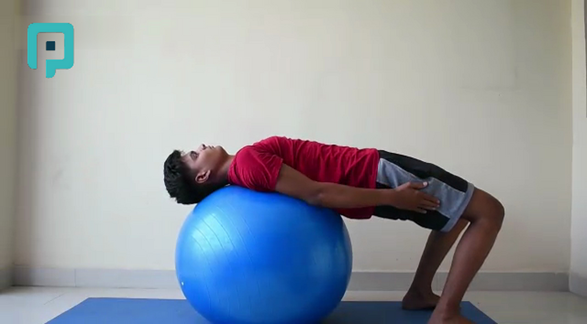 supine bridge on swiss ball with shoulder flexion - beginner Trunk exercise