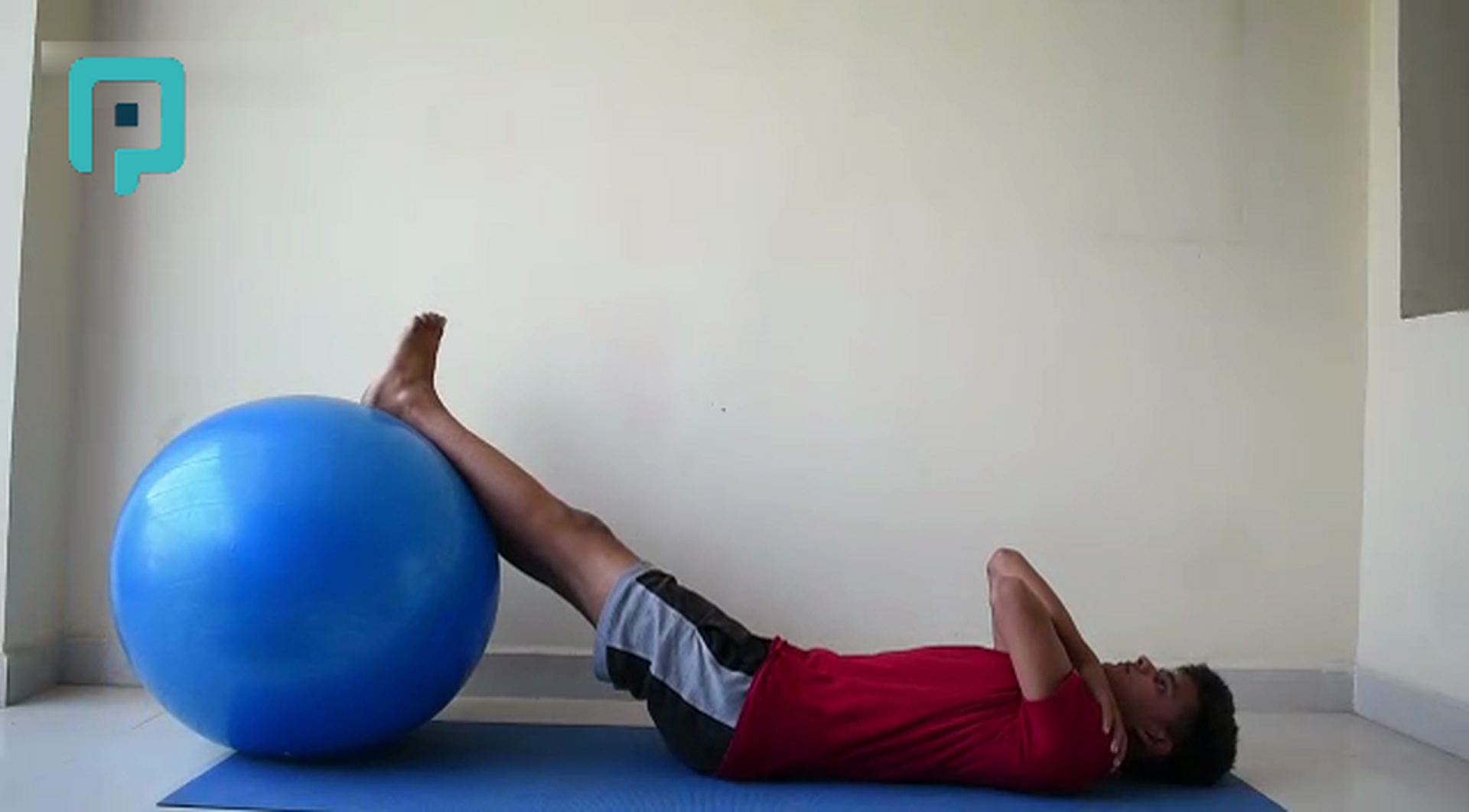 supine leg swipe on swiss ball - beginner Trunk exercise