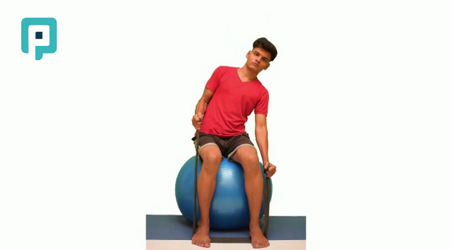 seated side bend with resistance band on swiss ball - beginner Trunk exercise