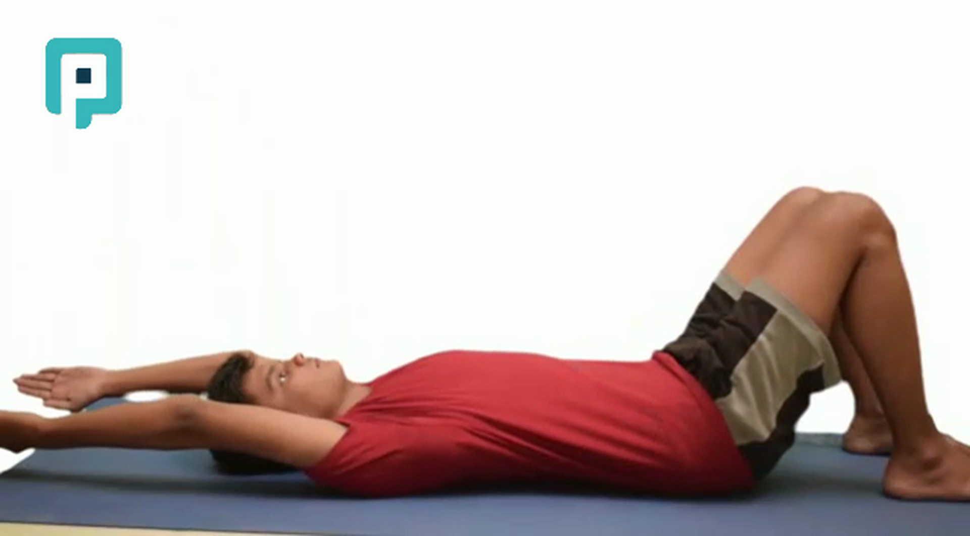 supine core set with overhead arm raise - beginner Trunk exercise