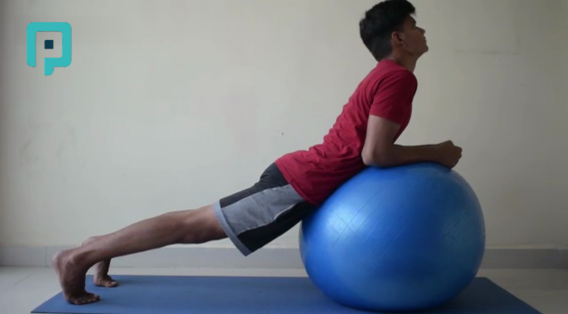 back extension stretch on swiss ball - beginner Trunk exercise