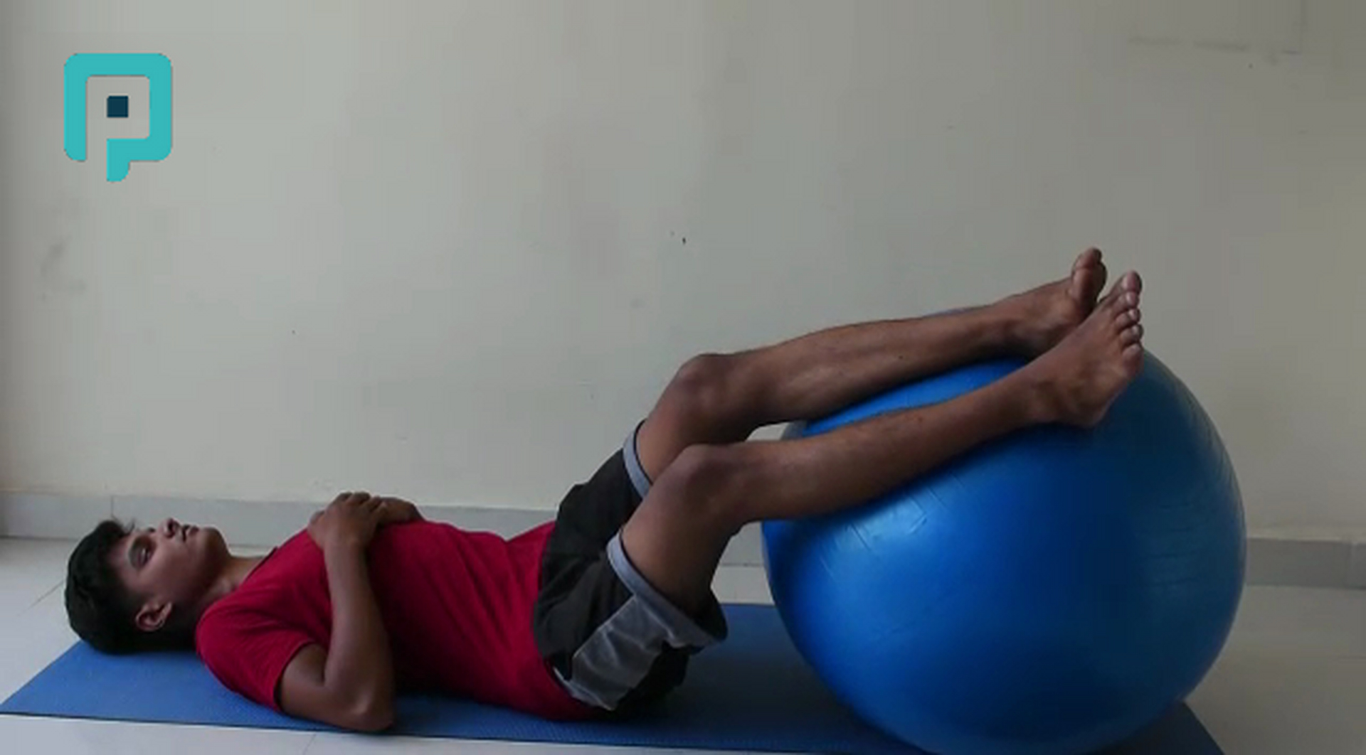 hip side roll with legs on swiss ball - beginner Trunk exercise