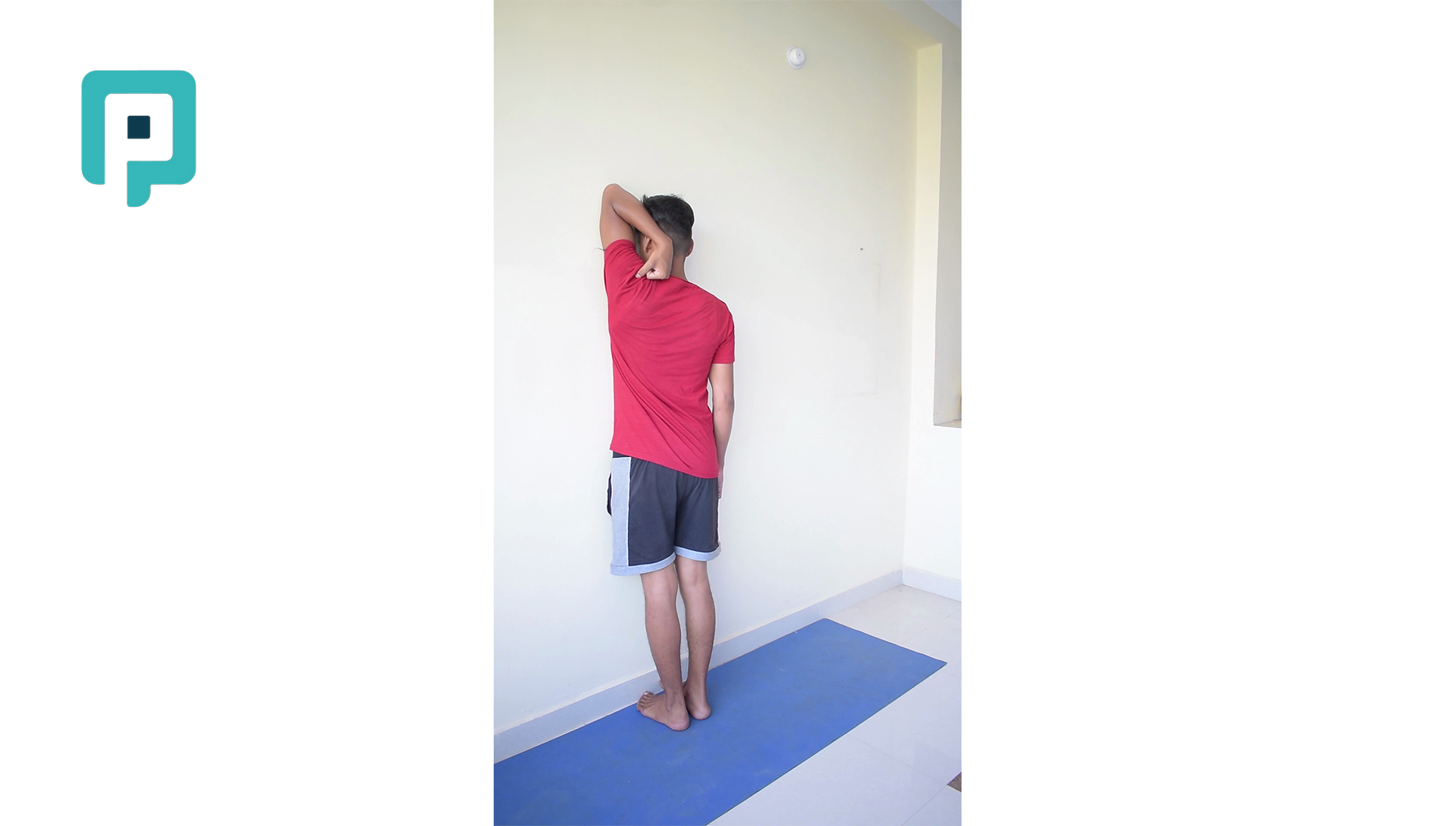 overhead tricep stretch against wall - beginner Upper Body exercise