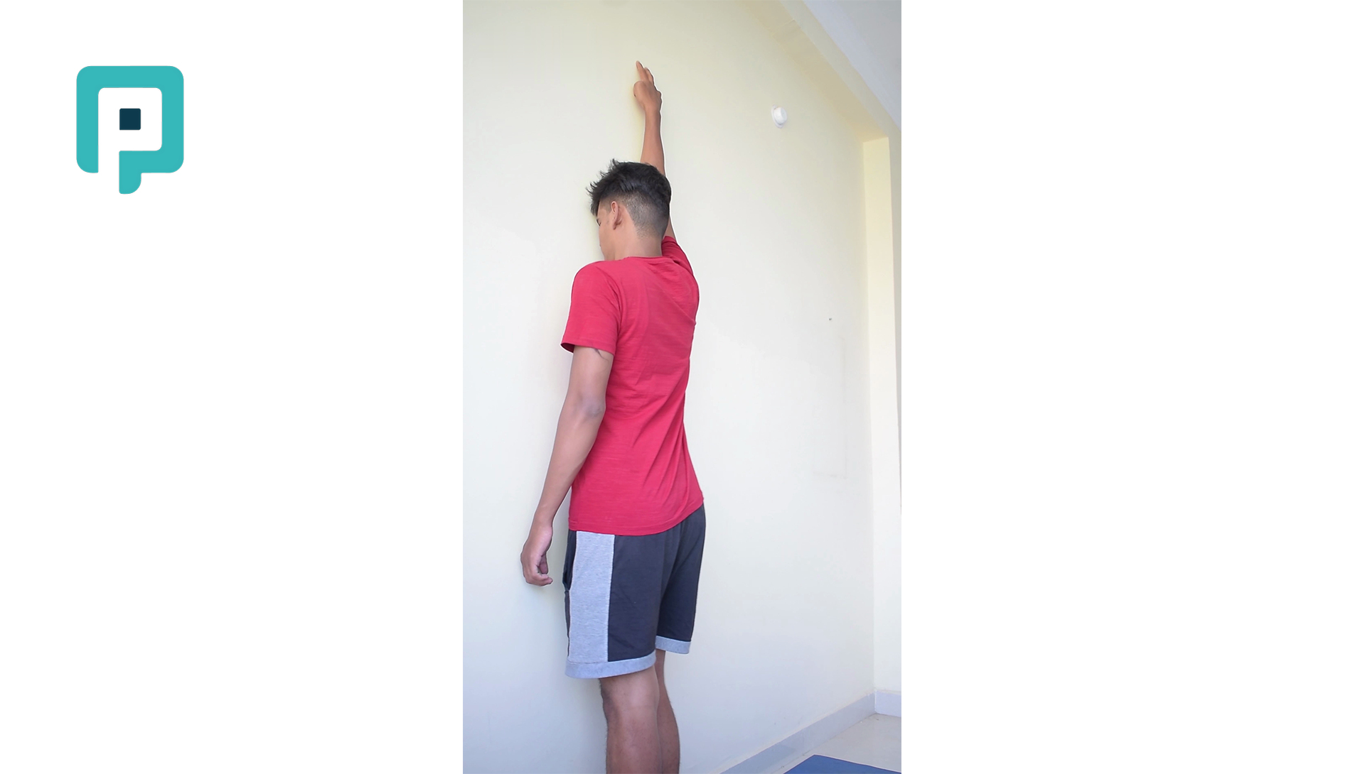 shoulder flexion stretch using wall - beginner Upper Body exercise