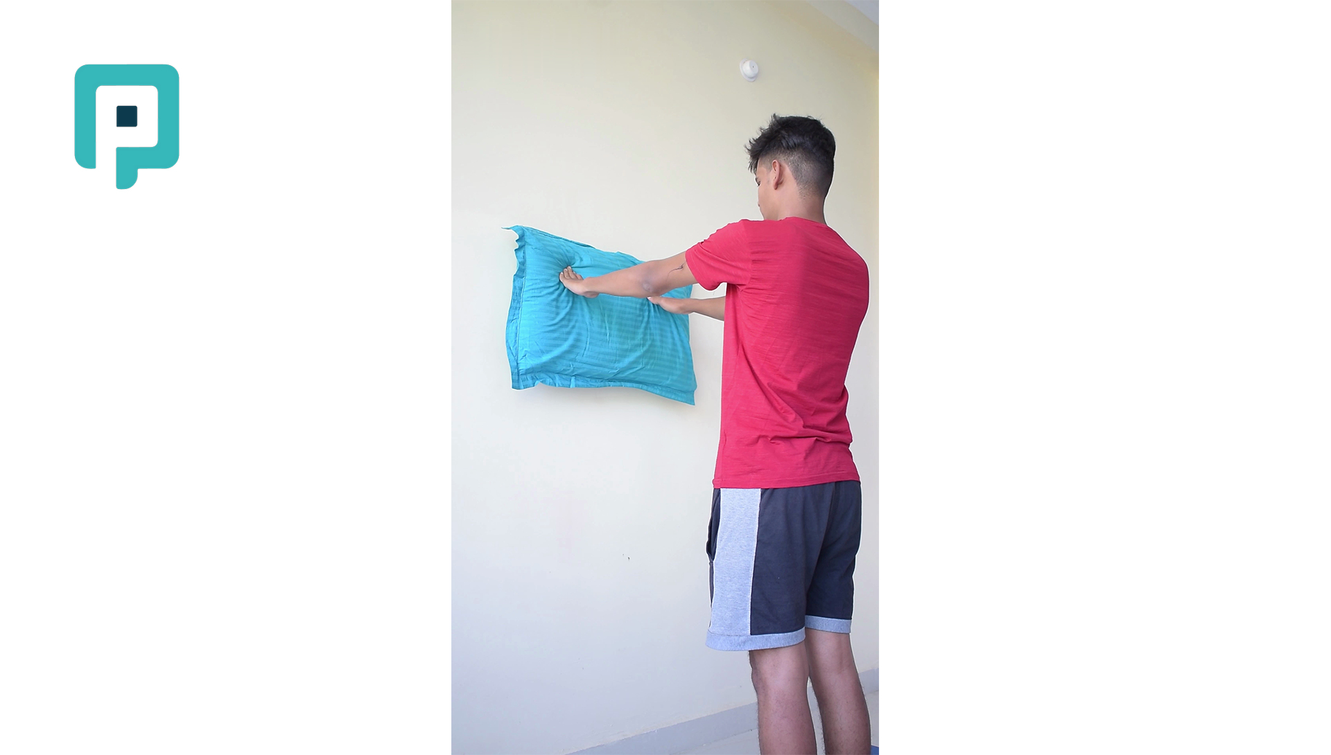 wall pillow push off with equal weight bearing - beginner Upper Body exercise