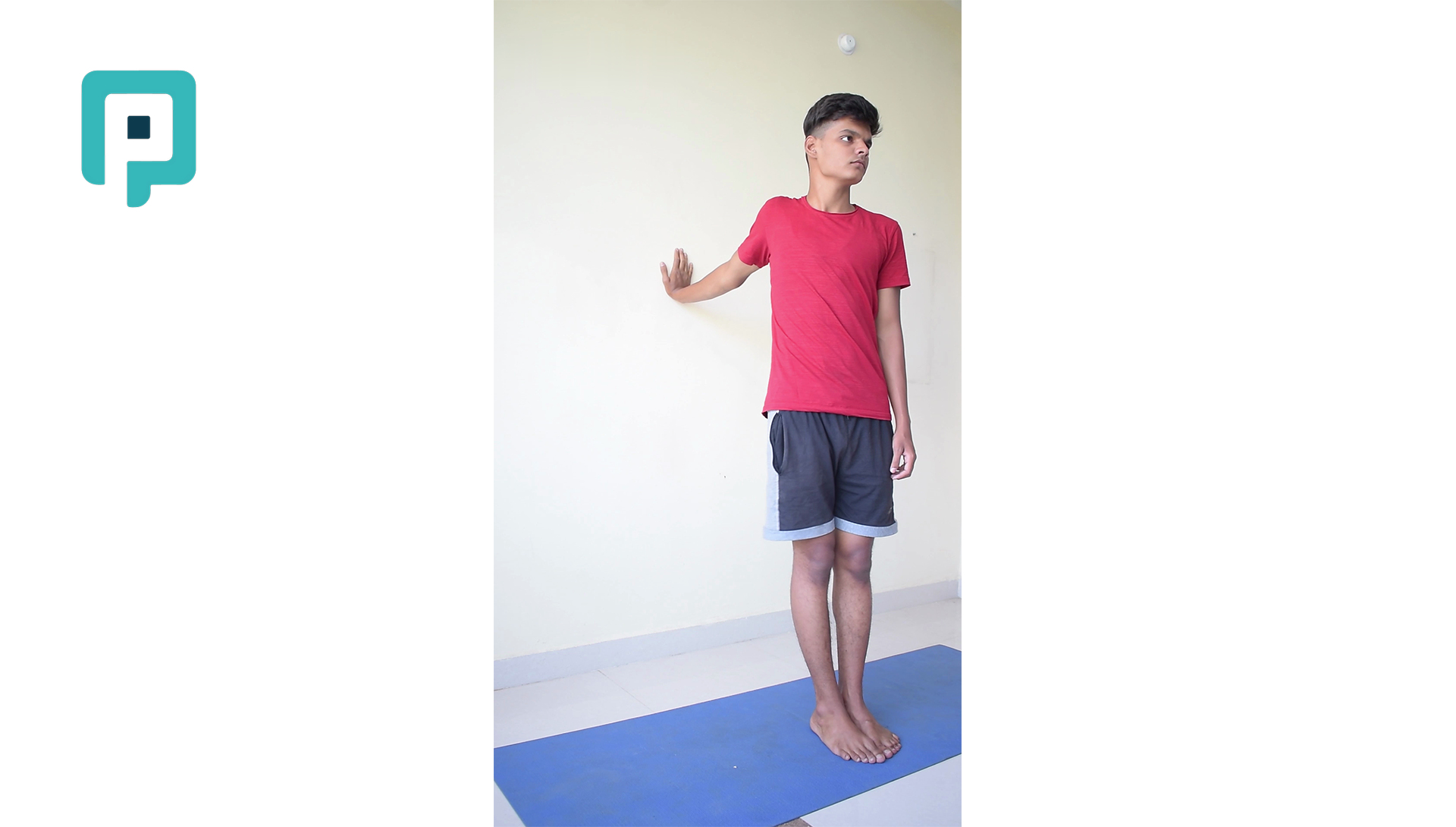 wall pectoral stretch with trunk rotation - beginner Upper Body exercise