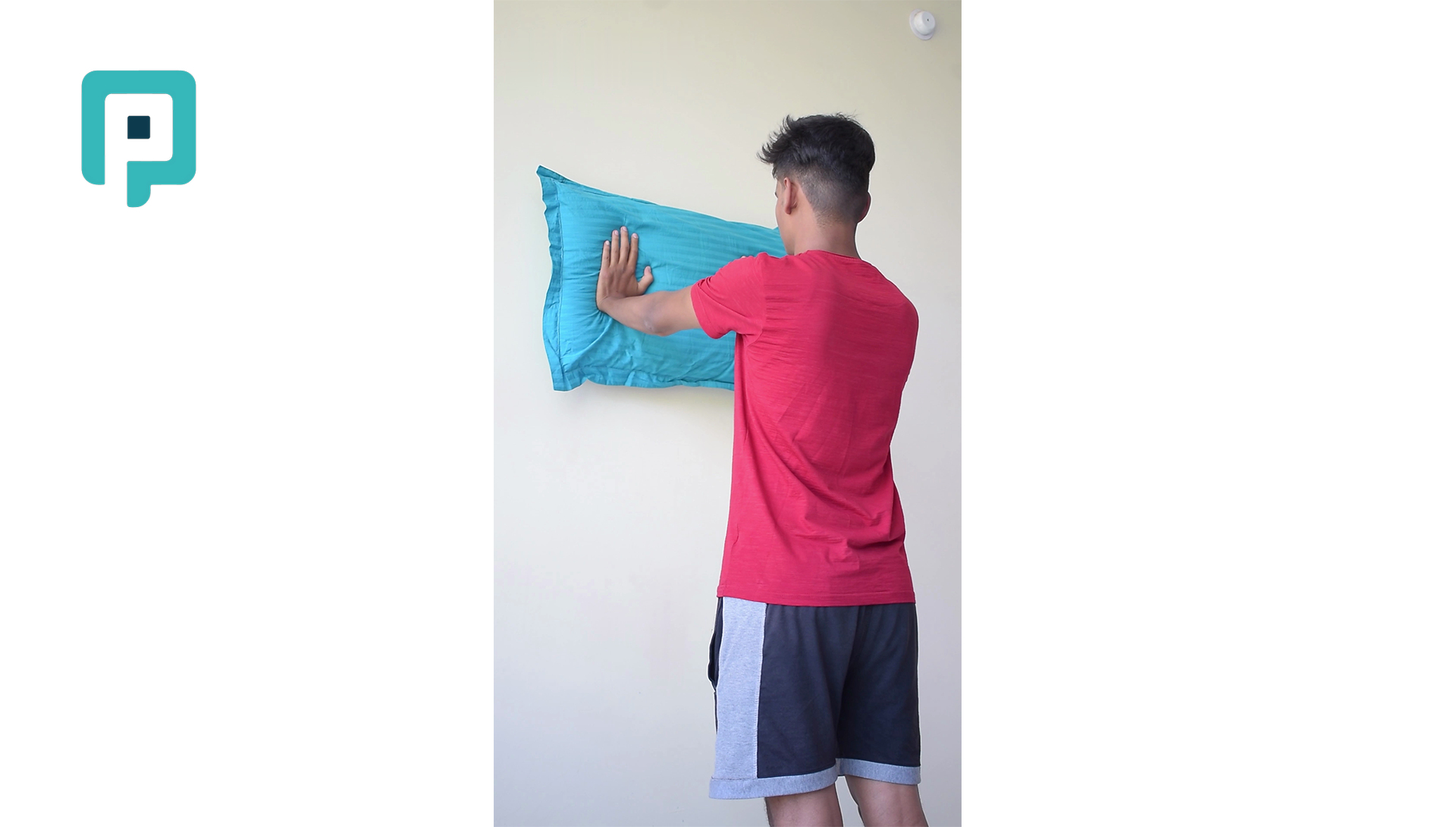 single arm wall lean with pillow proprioception - beginner Upper Body exercise