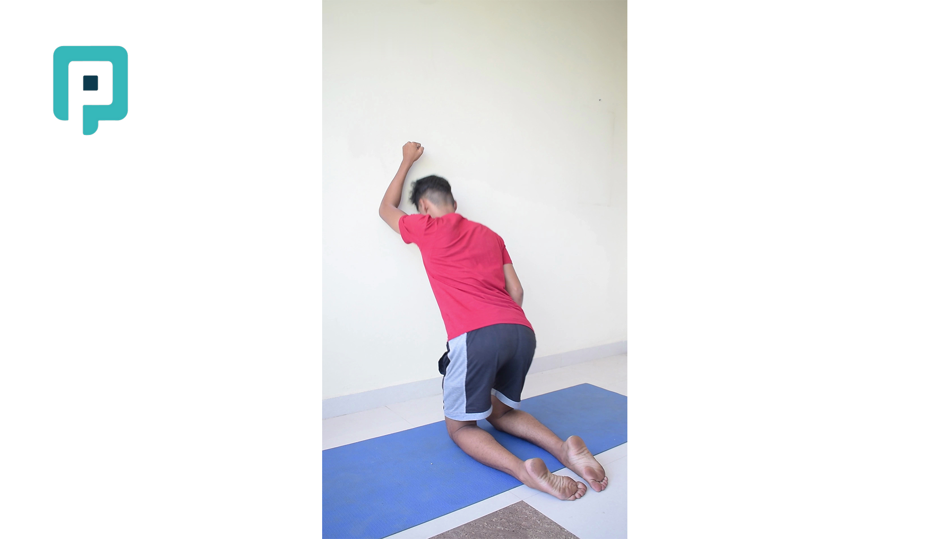 single arm wall push plus with kneeling sit back - beginner Upper Body exercise